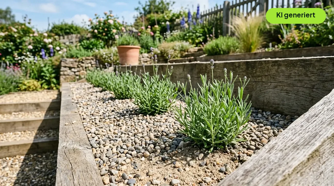 Lavendel an einem vollsonnigen Standort mit durchlässigem, kiesigem Boden